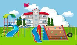 School yard playground scene 302629 Vector Art at Vecteezy