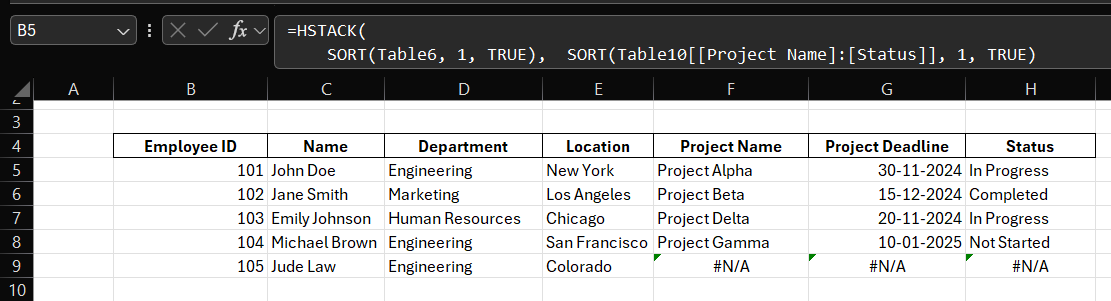 HSTACK and SORT