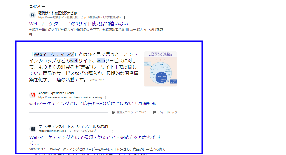 「ウェブマーケティング」Google検索結果