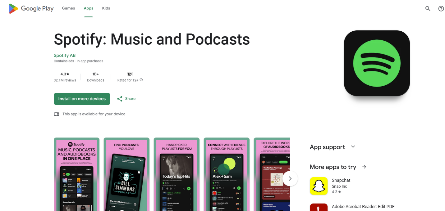 從 Google Play 商店下載 Spotify for Windows