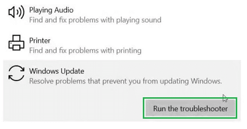 Run The Troubleshooter button