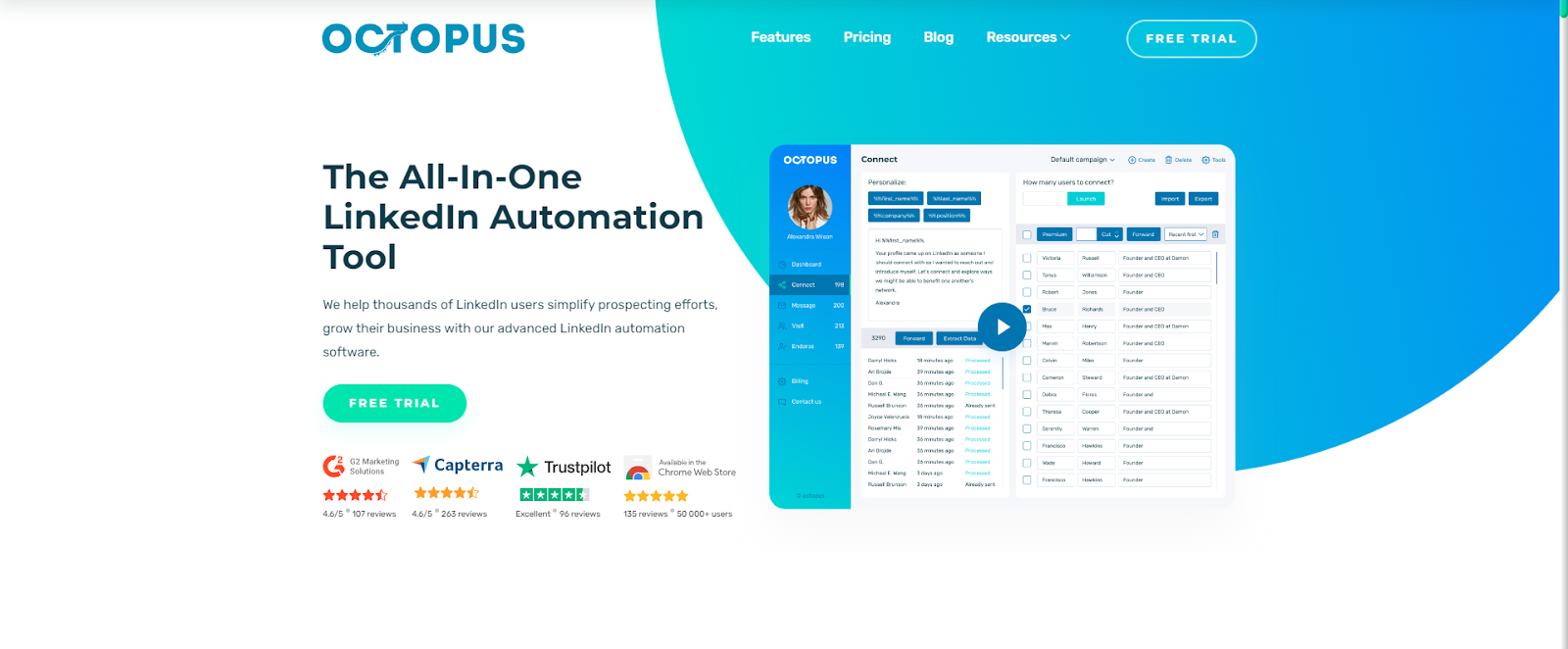 Octopus CRM Landing Page