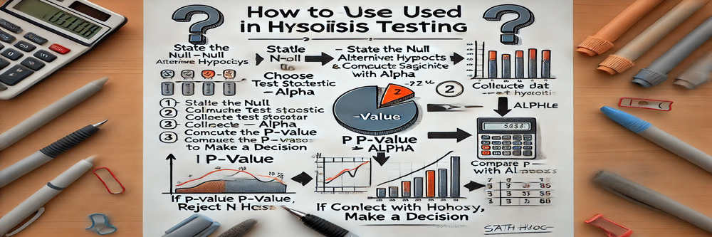 Flowchart showing P-Value in hypothesis testing process.