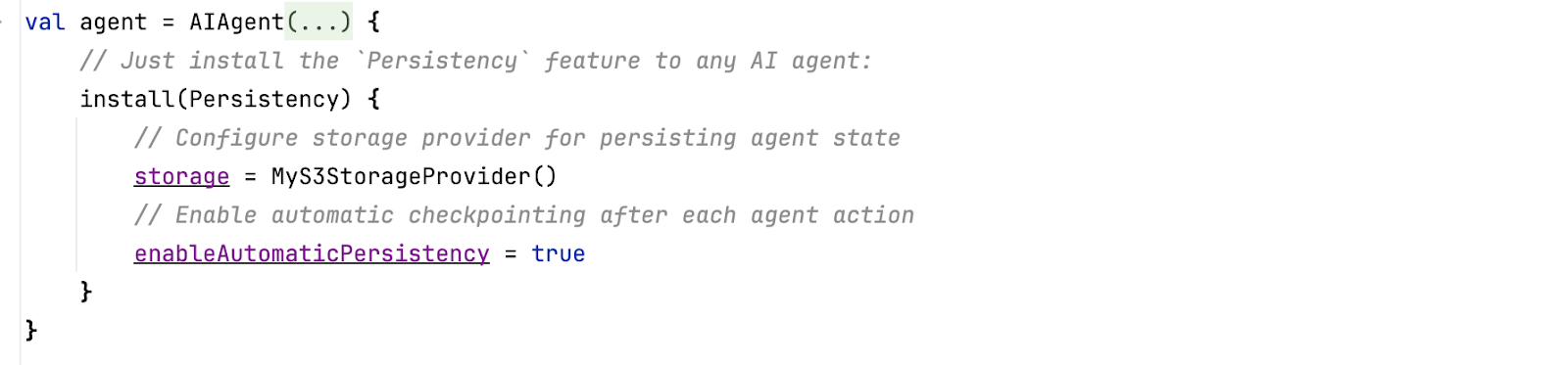 Agent persistence and checkpoint feature