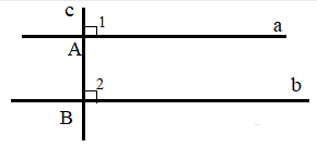 Khởi độngCâu hỏi: Bạn Ánh vẽ hai đường thẳng (phân biệt) a, b cùng vuông góc với đường thẳng c (Hình 48) và khẳng định với bạn Ngân rằng:  Nếu hai đường thẳng phân biệt cùng vuông góc với một dudowgf thẳng khác thì hai đường thẳng đó song song với nhau