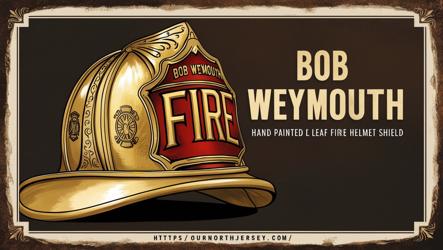 Bob Weymouth Hand Painted Gold Leaf Fire Helmet Shields