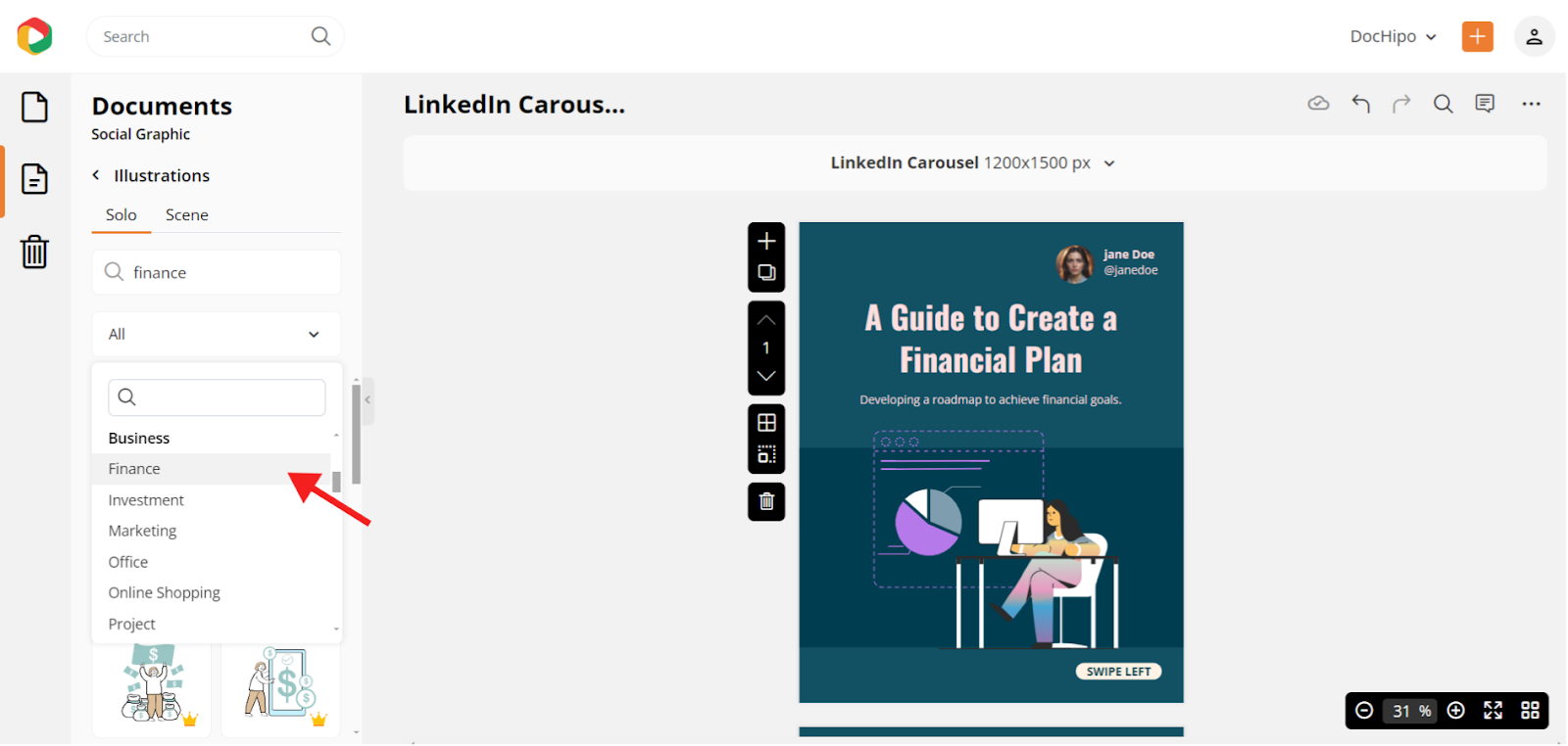 how to make a LinkedIn carousel post using illustrations