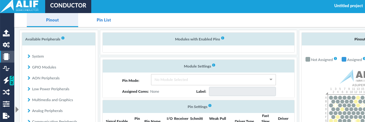 view of alif conductor tool PIN configuration page
