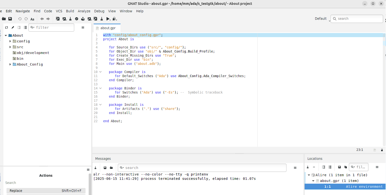 GnatStudio screen