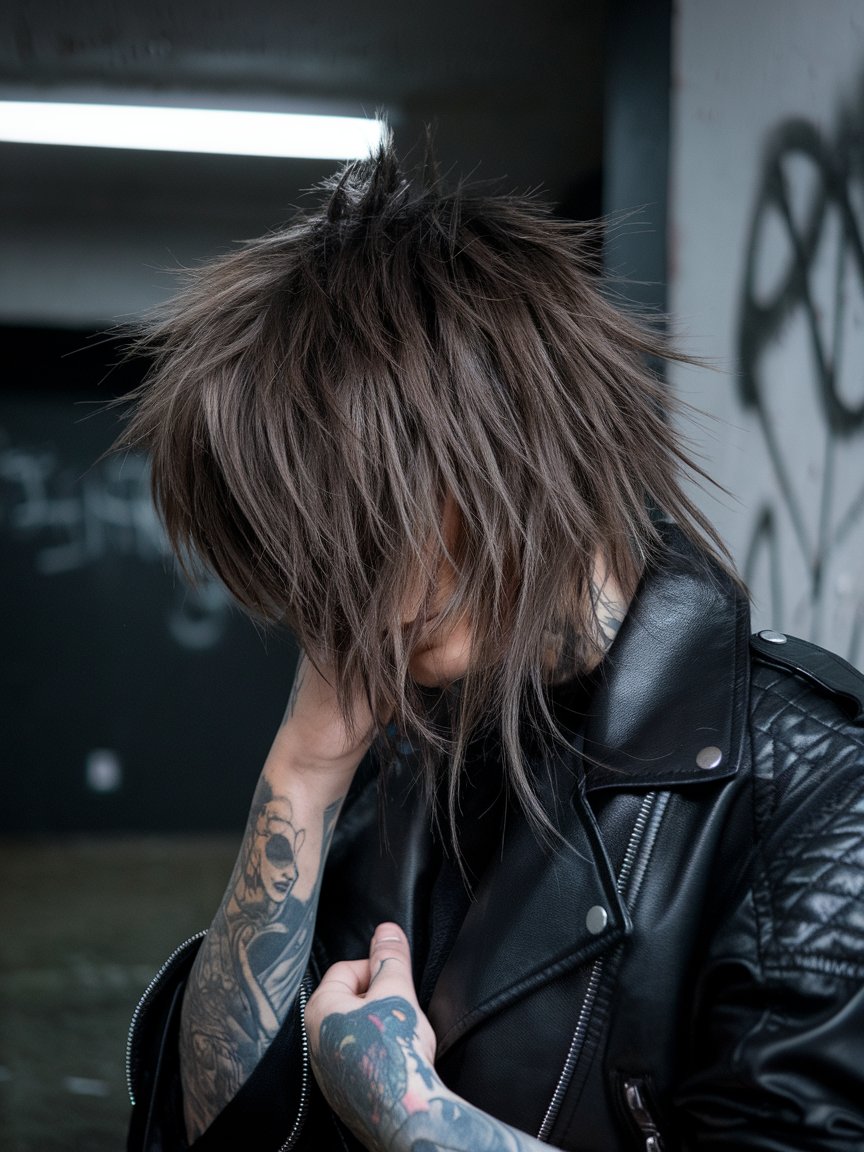 46. Edgy Feathered Shaggy Cut with Heavy Layers