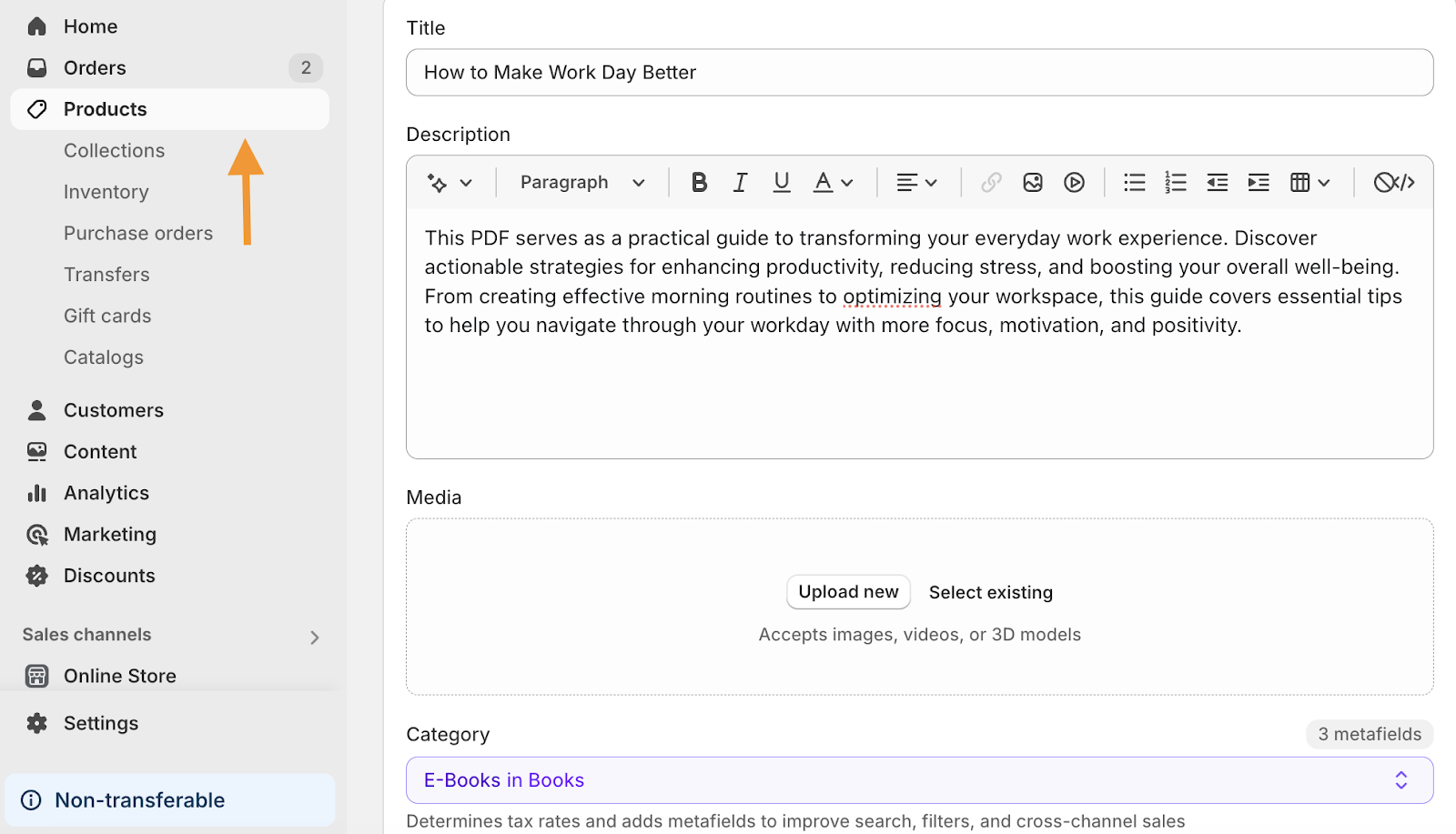 Add product details for the digital file