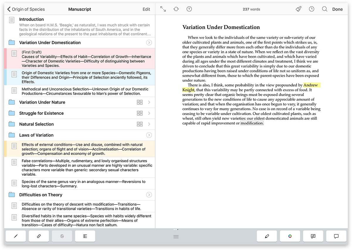 Scrivener: Best for project management in long-form writing