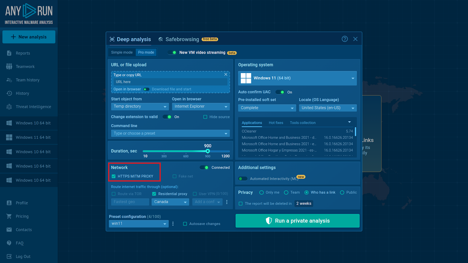 You can enable MITM Proxy with one click in the VM setup