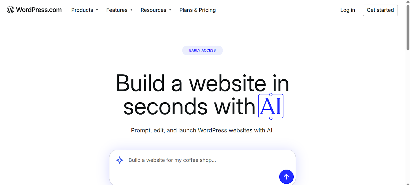 a screenshot of WordPress.com AI Website Builder