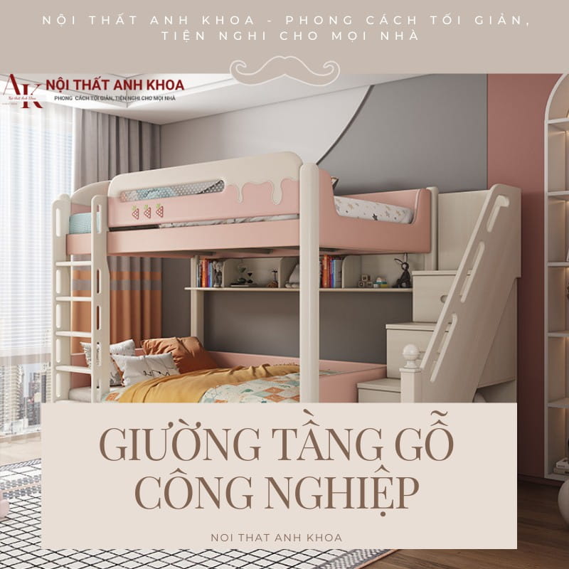 Giường tầng gỗ công nghiệp 