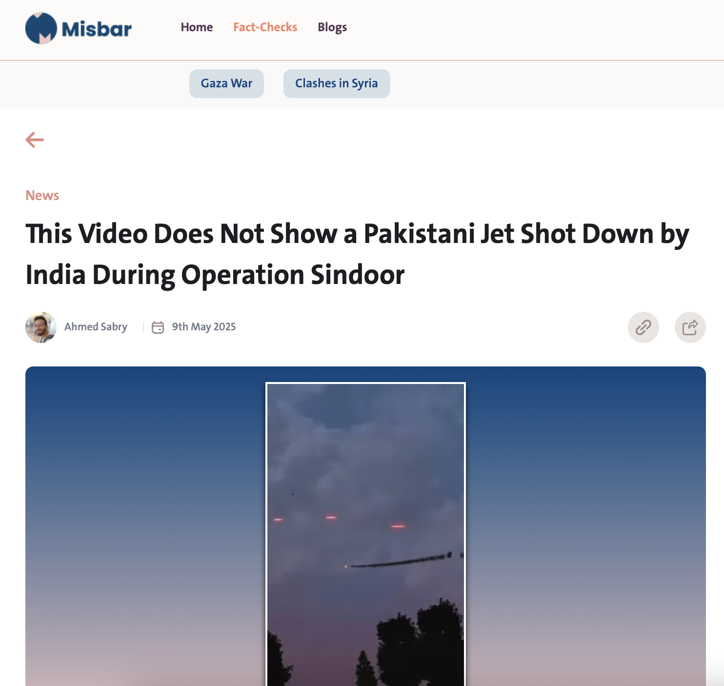 This Video Does Not Show a Pakistani Jet Shot Down by India During Operation Sindoor