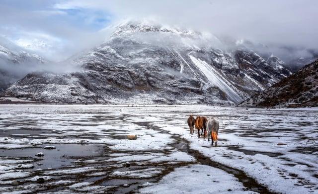 r/winterporn - Landscape around Ranwu Lake, Chamdo in Winter