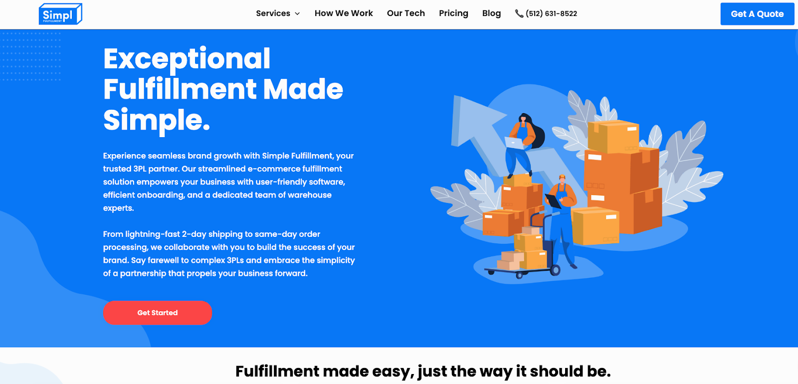 Simpl Fulfillment homepage