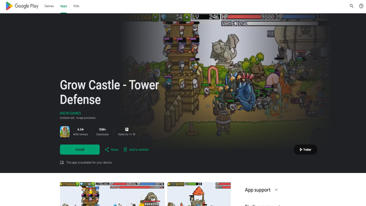 Download Grow Castle from the Google Play Store