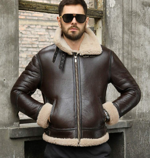 Eonara Shearling brown biker leather jacket