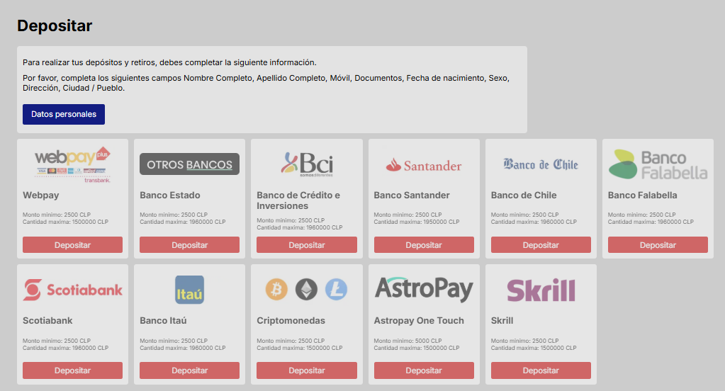 Rojabet registrarse métodos de pago