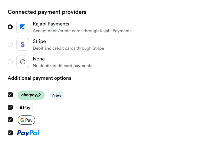 Kajabi payments options