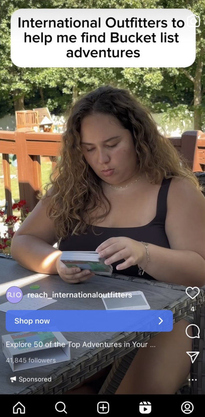 Instagram ads best practices — International Outfitters example ad