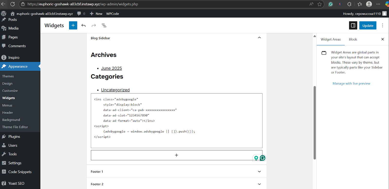 how to add AdSense code