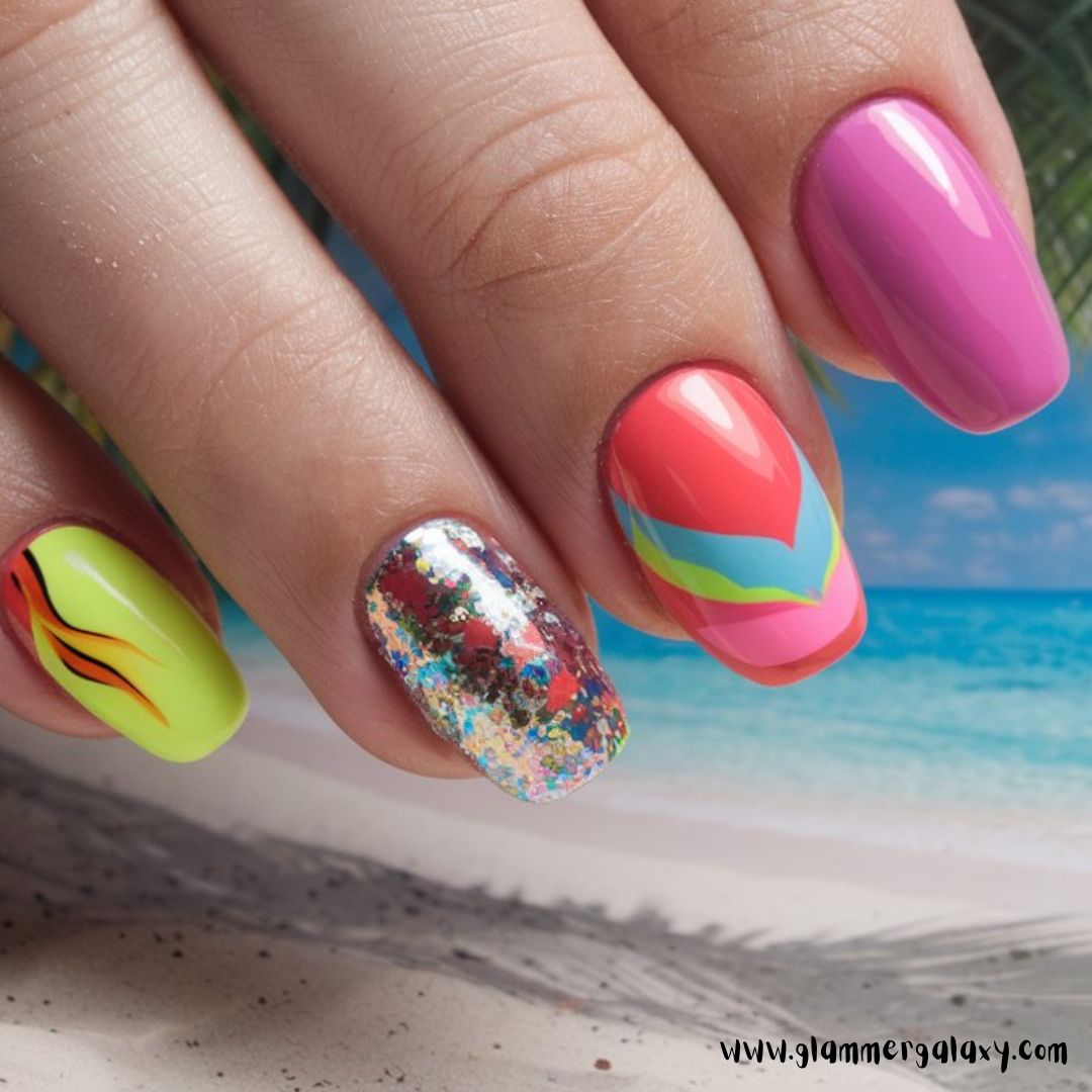 Classy Vacation Nails having Summer Festival Vibes
