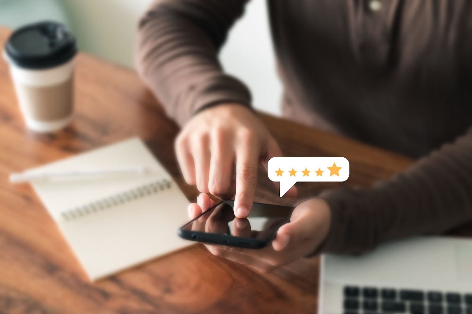 customer feedback stars on a mobile phone 