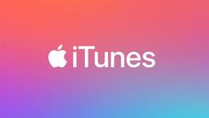 This contains an image if an apple logo with the words itunes on it in white and pink colors, against a multicolored background