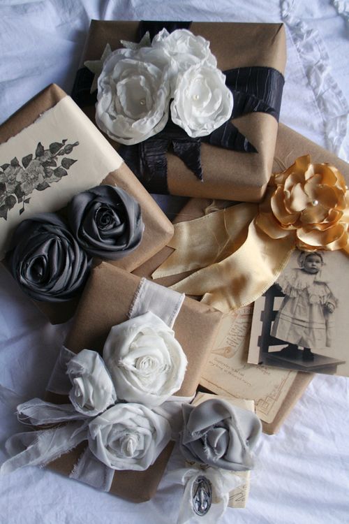 no-sew fabric flower wrapping