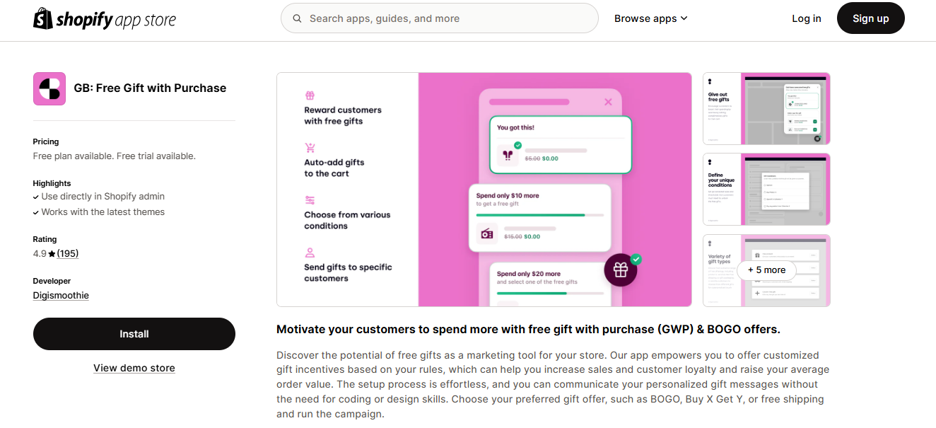shopify free gifts apps
