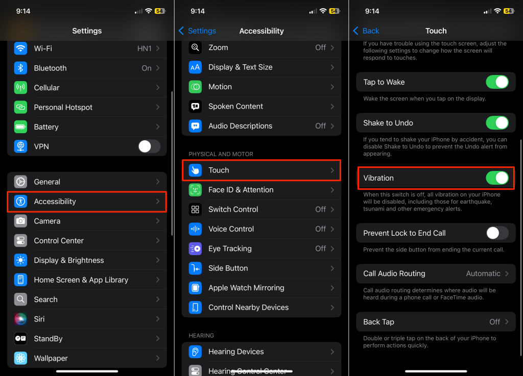 Steps to turn off all vibrations on iPhone