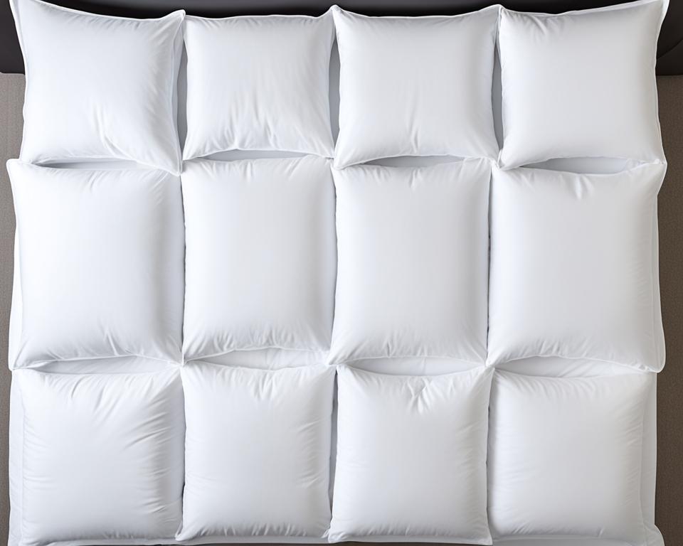 Arranged pillows with white pillow protectors
