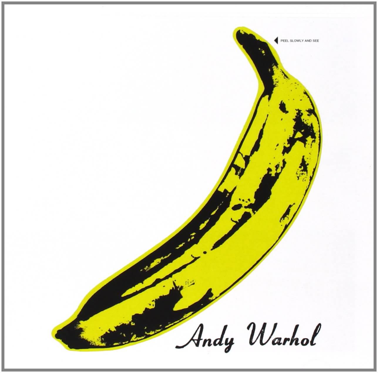 The Velvet Underground and Nico album cover featuring a bright yellow banana illustration on a plain white background, designed by artist Andy Warhol.