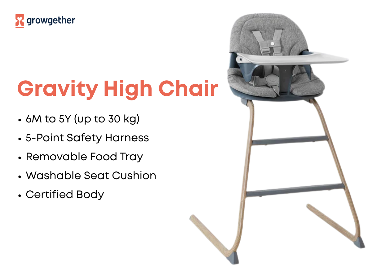 Growgether Gravity High Chair with Removable and Washable Cushion