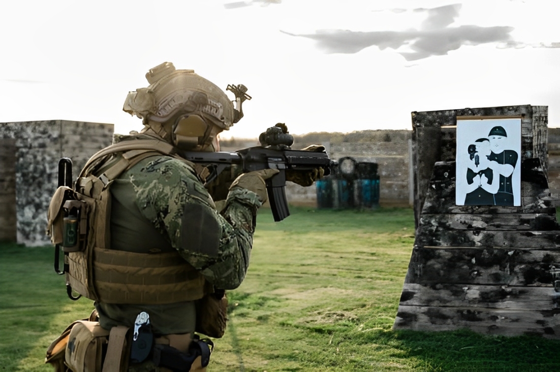 A Man is participating in Tactical shooting