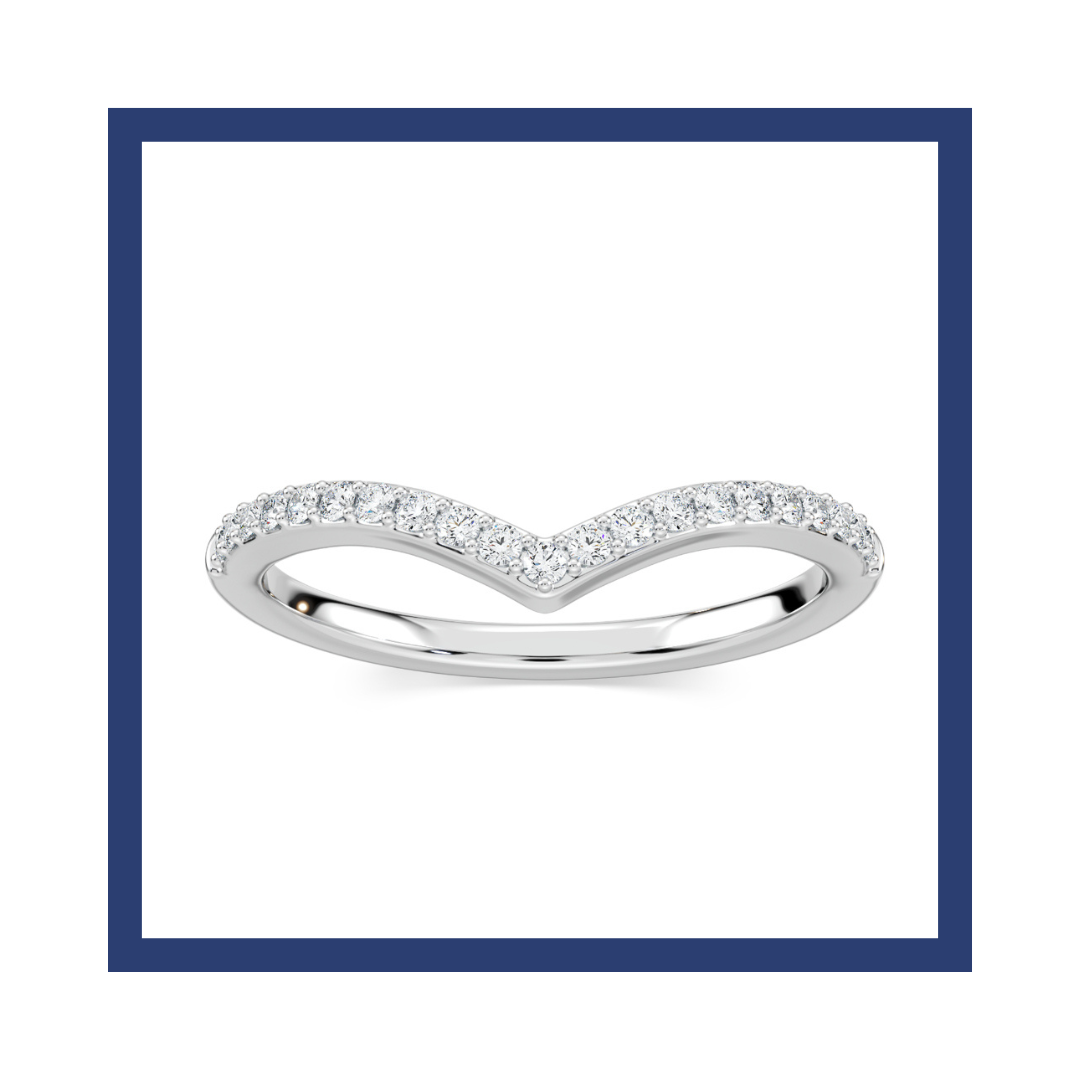 Round Diamonds Glisan Curved Wedding Band In White Gold.