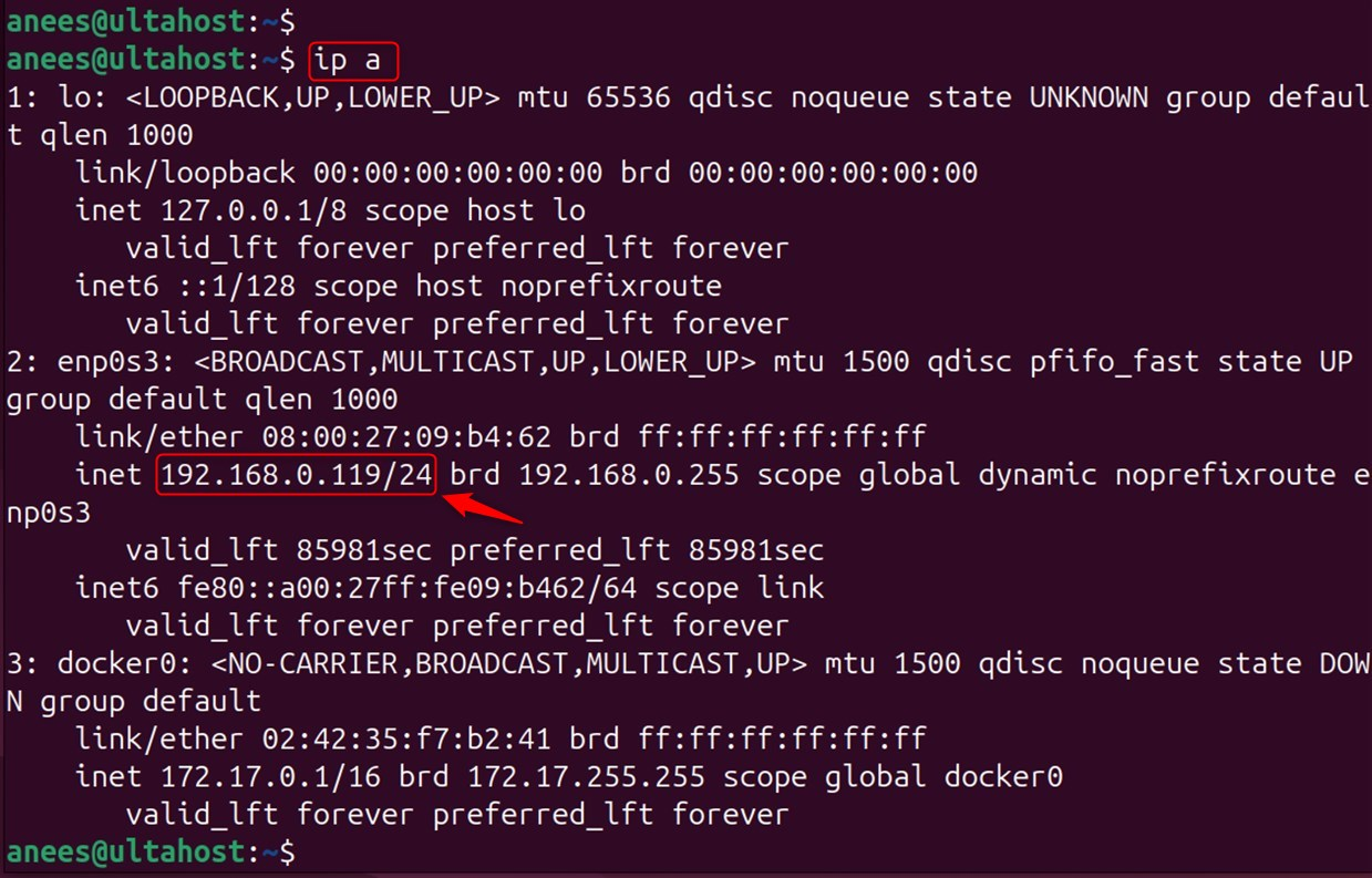 check ip address of your machine