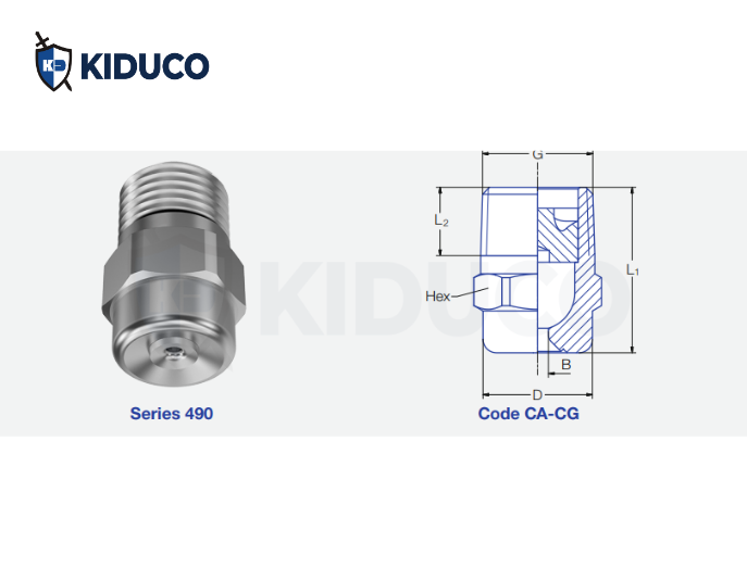 Axial-flow full cone nozzles Series 490/491