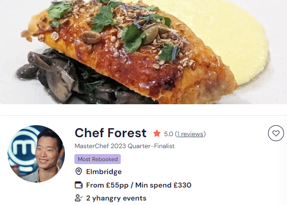 Chef Forest as one of the top 20 chefs in UK