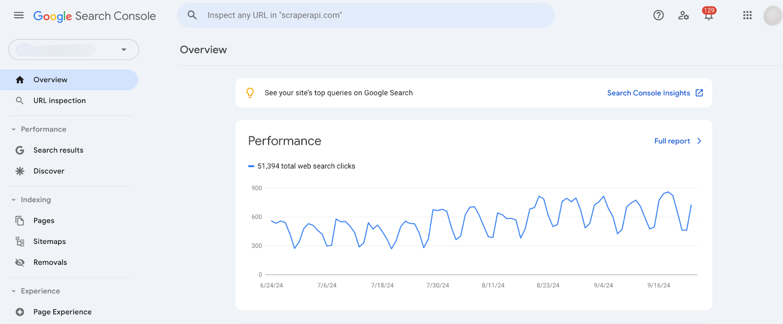 Google Search Console Dashboard