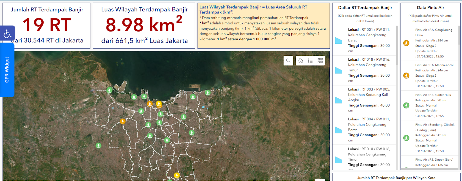 Flood map based on RT on the Pantau Banjir website