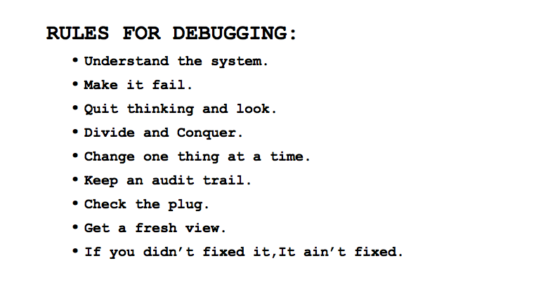 Agans' Rules for Debugging