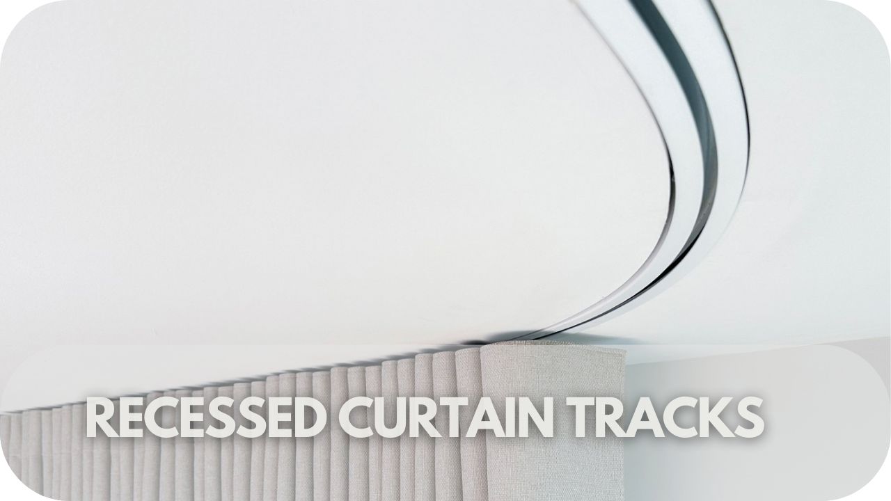 Hidden recessed tracks for a seamless and sophisticated curtain look.