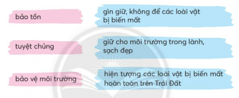 BÀI 4: HỪNG ĐÔNG MẶT BIỂNKHỞI ĐỘNGCâu hỏi: Chia sẻ với bạn tên và vẻ đẹp của một bãi biển mà em biết.Giải nhanh: Bãi biển Vàn Chảy thuộc đảo Cô Tô tình Quảng Ninh hoang sơ, chưa được khai thác nhiều, nên vẫn giữ được nét đẹp bình dị nhất.KHÁM PHÁ VÀ LUYỆN TẬPCâu 1: Đọc:a. Tìm trong câu văn đầu tiên những từ ngữ tả cảnh hừng đông mặt biển.b. Mảnh buồm nhỏ tí phía sau được so sánh với hình ảnh nào?c. Đọc đoạn 3 và cho biết những thử thách mà chiếc thuyền đã vượt qua.d. Câu văn nào nêu đúng nội dung bài?Tất cả đều mời mọc lên đường.Cảnh hừng đông mặt biển nguy nga, rực rỡ.Biển khi nổi song, trông càng lai lắng mênh mông.Trả lời: a. Trong câu văn đầu tiên những từ ngữ tả cảnh hừng đông mặt biển là: nguy nga, rực rỡ.b. Mảnh buồm nhỏ tí phía sau được so sánh với hình ảnh con chim đang đỗ sau lái.c. Đọc đoạn 3 và những thử thách mà chiếc thuyền đã vượt qua: sóng đập vào mũi thuyền, chiếc thuyền tựa hồ như một võ sĩ.d. Câu văn nêu đúng nội dung bài: cảnh hừng đông mặt biển nguy nga, rực rỡCâu 2: Viếta. Nghe - viết: Hừng đông mặt biển (từ Gió càng lúc càng mạnh đến hết).b. Giải các câu đố sau, biết rằng lời giải đố chứa tiếng có vần ui hoặc vần uy:Thân tôi bằng sắtNổi được trên sôngChở chú hải quânTuần tra trên biển.         (Là cái gì?)Sừng sững mà đứng giữa trờiAi lay chẳng chuyển, ai dời chẳng đi.                (Là cái gì?)c. Chọn tiếng trong ngoặc đơn phù hợp với mỗi chỗ trống:     Những cây (rầu, dầu, giầu) ... con mới lớn, phiến lá đã to gần bằng lá già (rụng, dụng)... xuống. Lá như cái quạt nan che lấp cả thân cây. Đang (rữa, giữa)... trưa nắng, gặp rừng (rầu, dầu, giầu) ... non, mắt bỗng dịu lại như đang lạc vào một vùng rau xanh mát.        Mùa hè, thời (tiếc, tiết) ... vùng này thật đặc biệt. Trời trong xanh. Gió rào rạt thổi trong những vòm lá (biếc, biết) ... Không khí dịu mát như màu thu. Núi rừng yên tĩnh, nghe được cả những tiếng chim gù tha (thiếc, thiết) ... từ đâu đó vọng lại.Giải nhanh:a. Nghe - viết.b. Tàu thuỷ, quả núic. Dầu, rụng, giữa, dầuTiết, biếc, thiếtCâu 3: Chọn lời giải nghĩa phù hợp với mỗi từ ngữ:Giải nhanh:Câu 4: Thực hiện các yêu cầu dưới đây:a. Đặt 2 - 3 câu có sử dụng từ ngữ ở bài tập 3.b. Chon từ ngữ trong khung phù hợp với mỗi chỗ trống:      Sau tiếng chuông của ngôi chùa cổ một lúc lâu, trăng đã ... lên khỏi ngọc tre. Trời bây giờ ..., thăm thẳm và cao. Mặt trăng nhỏ lại, sáng ... ở trên không và du du như sáo diều. Ánh trăng trong ... khắp nhành cây kẽ lá, ... con đường trắng xóa.Giải nhanh:a. Chúng ta phải biết bảo vệ môi trường.     Khủng long đã bị tuyệt chủng trên Trái Đất.b. Nhô, trong vắt, vằng vặc, chảy, tràn ngập.Câu 5: Kể chuyệna. Nghe kể chuyệnb. Kể lại từng đoạn của câu chuyện theo tranh và từ ngữ gợi ý.c. Kể lại toàn bộ câu chuyện.Trả lời: Học sinh tự nghe kể chuyện                                         Chuyện của cây sồiChuyện kể rằng, cách đây từ rất lâu rồi, khi Sahara còn là một khu rừng nhiệt đới rậm rạp, xanh tươi chứ không phải là sa mạc như bây giờ, các loài động vật chung sống với nhau cực kỳ hạnh phúc, còn cây cối thì um tùm đến mức, nếu từ trên cao bạn sẽ phải cực kỳ cố gắng mới có thể len lỏi xuống dưới mặt đất để lắng nghe một cuộc trò chuyện giữa một đám cây con.“Thật tuyệt vời. Cứ như là đang ở thiên đường vậy. Thiên nhiên đã quá ưu đãi chúng ta!”, một cây nhỏ lên tiếng.“Phải rồi. Mỗi sớm thức dậy, tớ luôn làm một hớp sương đọng trên lá từ đêm qua, sau đó chầm chậm chờ đợi ánh nắng ấm áp của Mặt trời tới sưởi ấm cho. Thật sảng khoái!“, một cây nọ thích thú.“Còn có chim ca trên đầu, nước mát dưới chân, ngoài ra cứ chiều chiều là còn được chị gió tới massage nữa chứ. Đơn giản chỉ là hút và tận hưởng”, một cây béo ục ịch cất giọng thỏa mãn.“Ừ đúng rồi, tớ cũng cảm thấy vậy… cả tớ nữa… nhiều nước thế này dùng cả đời không hết.“ – Nhiều cây khác hùa theo.Giữa đám cây đang cười nói vui vẻ, xôn xao, thì một cây sồi còi cọc, yếu ớt nhất im lặng nãy giờ giữa đám bạn, mới chầm chậm lên tiếng: “Tớ thì không nghĩ vậy, ông tớ bảo rồi – không có gì trong vũ trụ trường cửu vĩnh viễn, cho nên một ngày nào đó nguồn nước có thể sẽ cạn kiệt. Chúng ta cần chuẩn bị cho tất cả mọi thứ từ bây giờ”.“Tớ có nghe lầm không đấy. Ha ha ha…” – cây béo ú cúi đầu nhìn xuống người bạn bé xíu của mình cười vang, “Cậu có biết là mạch nước ngầm vĩ đại dưới chân chúng ta đã tồn tại từ hàng ngàn năm trước đến nay không? Làm sao mà có thể cạn được. Cậu đang mơ à?”“Đúng rồi, đúng rồi!” Cả đám cây tán đồng và cười nhạo cây sồi nhỏ bé.“Nhưng…” sồi con không còn biết nói gì nữa. Nó lủi thủi ngẫm nghĩ một mình, mặc kệ lũ bạn đang cười đùa bàn tán ầm ĩ. Nó phát hiện ra rễ mình vẫn còn yếu và ngắn quá! Thế là từ hôm đó, trong khi bạn bè tập trung phát triển thân cành lá thật to, thật khỏe, thật xanh để vươn cao đón ánh mặt trời, để khoe sức mạnh, khoe hình thể thì sồi con dùng phần lớn chất dinh dưỡng để chăm sóc phát triển bộ rễ để vươn xa và sâu hơn.Đông đến, hè sang, mưa phùn giăng khắp lối. Cây sồi cần mẫn đâm sâu rễ xuống mặt đất, nhích từng chút từng chút một và khám phá ra rất nhiều thứ hay ho, được trải nghiệm rất nhiều thứ. Cũng không ít lần, sồi phải khó khăn lắm mới vượt qua được vùng đất cứng nào đó thì lại không có nước. Sồi con không hề nản chí, nó biết rằng chỉ có sự kiên trì mới đem lại những thay đổi, nó ước mơ đưa được rễ đến những vùng xa nhất, sâu nhất mà chưa ai đến được…Nhưng rồi một ngày nọ, trời mưa bão, cây sồi đã bị sét đánh trúng. Nhưng rồi câu chuyện vẫn chưa kết thúc ở đó. Từ cây sồi đã có vô số hạt sồi rơi xuống, tiếp tục lớn và bắt đầu một chu trình tái sinh mới. Các con của cây sồi nhỏ bé ngày nào giữ vững truyền thống và đức tin của gia đình. Chúng không ngừng phát triển để vươn cao nhưng cũng không quên dành một phần nguồn nước cho bộ rễ của mình, âm thầm cắm rễ sâu xuống mặt đất, khám phá những vùng đất mới mẻ, tìm những mạch nước mới. Đôi khi chúng cũng gặp phải những tảng đá và rồi chúng phải đi ngoằn nghèo, nhưng điều đó không làm chúng nản lòng, vì cha đã dạy chúng rằng, những viên đá sẽ giúp chúng ta bám chắc vào đất hơn để có thể đối mặt được với giông bão.Và rồi những ngày tháng yên bình ở Sahara cuối cùng cũng kết thúc. Sau hàng ngàn năm xanh tốt, một chấn động ngầm trong lòng đất khiến cho nhiều mạch nước ngầm bị chặn lại. Khu rừng bao ngàn năm nay dưới sự chăm sóc ân cần của người mẹ thiên nhiên, nay phải tự sống với những thử thách cuộc đời. Nguồn nước cạn kiệt, nhiều loài cây lần lượt ngã xuống, các loài thú cũng kéo nhau đi tìm kiếm những vùng đất hứa mới để sinh tồn.Đám cây xưa kia ngày nào còn nói chuyện rôm rả dưới tán lá rộng, giờ chỉ còn lại lèo tèo dưới ánh mặt trời thiêu đốt.“Trời ơi, làm sao bây giờ? Mặt đất nứt nẻ hết cả rồi! Chúng ta sẽ chết mất, chết mất” – cái cây béo ú dạo nọ kêu lên yếu ớt rồi từ từ đổ xuống cái “rầm”. Bộ rễ yếu ớt, mỏng manh không thể giữ được cái thân to khỏe.Cách đó không xa, gia đình nhà sồi vẫn đứng vững, và giờ chính là lúc họ cần phải quyết tâm hơn bao giờ hết để chinh phục những độ sâu mới, tìm nguồn nước mới. Có lẽ thiên nhiên cũng khó có thể đánh gục được một loài cây với niềm tin sống mãnh liệt đến vậy!Câu 6: Luyện tập nói, viết về tình cảm với một sự việc.a. Nói về tình cảm của em khi được tham gia một ngày hội ở trường dựa vào gợi ý.b. Viết  4 - 5 câu về nộ dung em vừa nói.Trả lời: a. Tình cảm của em khi được tham gia một ngày hội ở trường dựa vào gợi ý.Tham gia vào ngày hội mùa xuân em cảm thấy rất vui và hạnh phúc. Vì có rất nhiều hoạt động được tổ chức, các bạn và em vô cùng mong đợi.b. Viết  4 - 5 câu về nội dung em vừa nói.Đó là ngày hội mùa xuân. Có rất nhiều hoạt động vui chơi hay văn nghệ khác nhau. Những âm thanh náo nhiệt, hàng dài người nối đuôi nhau. Mọi người đều rất vui vè, hòa mình vào không khí ngày hội. VẬN DỤNG