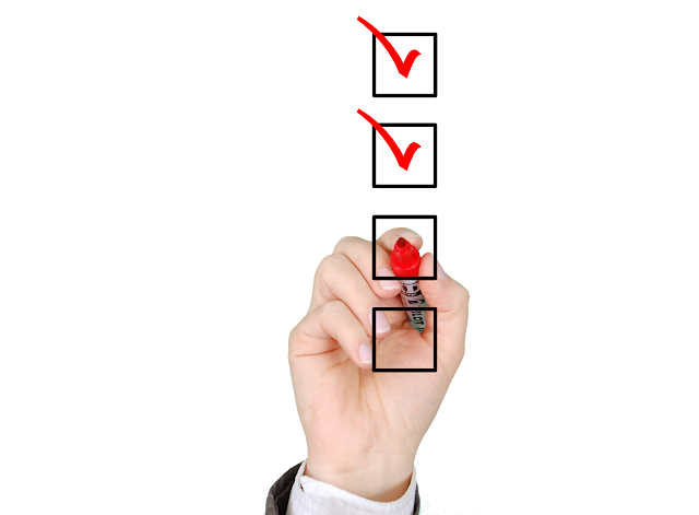 check list with ticks in boxes
