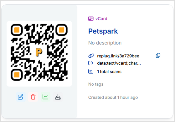 QR code preview for business card