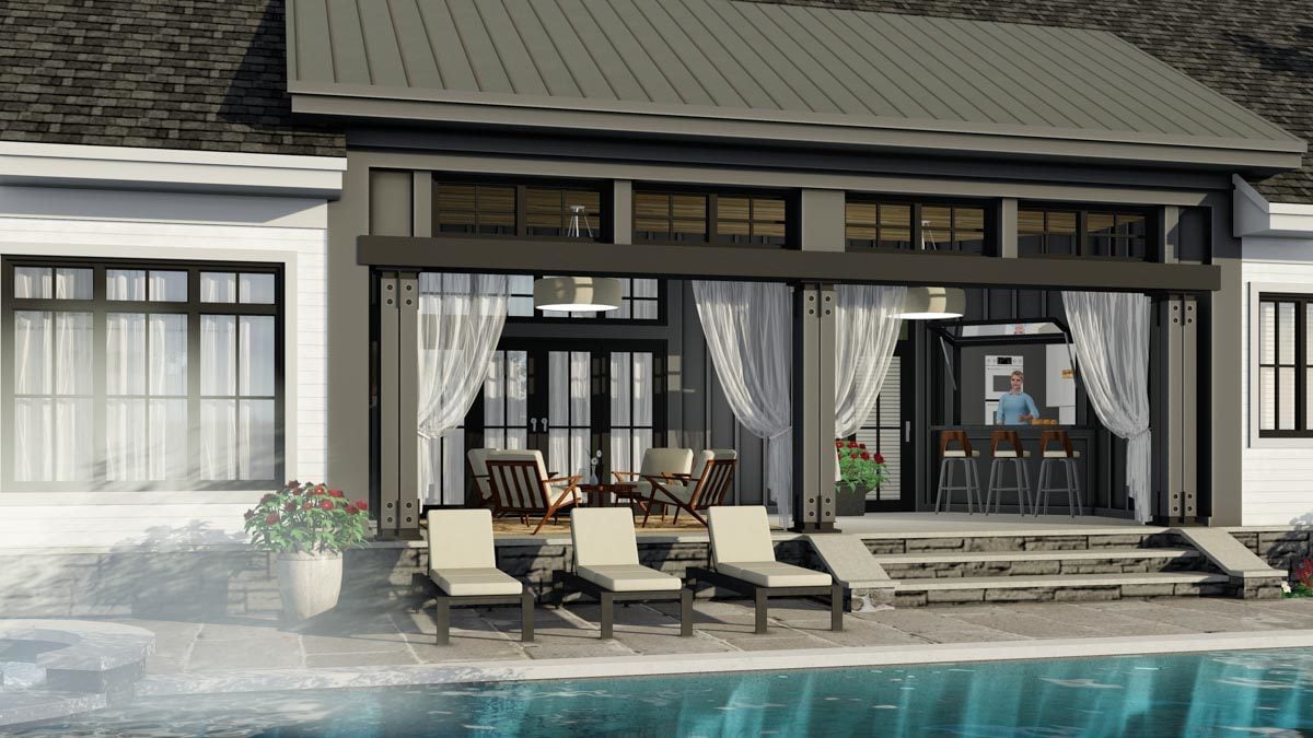 A closer look at the covered porch that opens to the eat-in kitchen.